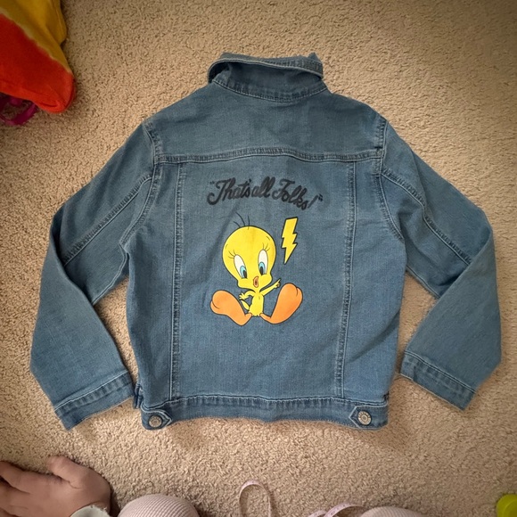 Looney Tunes Tweety “That’s All Folks!” Denim Jacket Size L (10/12) - Picture 8 of 9